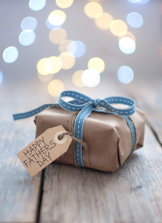 Gift box with fathers day greetingの写真素材