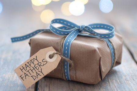 Gift box with fathers day greetingの写真素材
