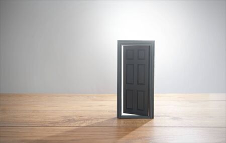 Open door with glow of lightの写真素材