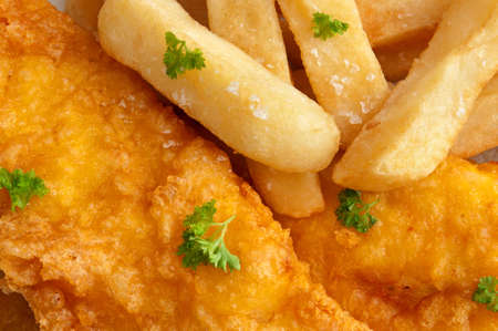 Fish and chips meal closeupの写真素材