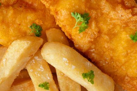 Fish and chips meal closeupの写真素材