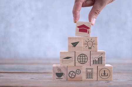 Building blocks to graduation conceptの写真素材