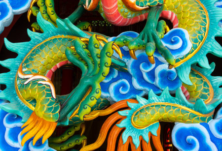 Part of Colorful Chinese Dragon Statueの写真素材