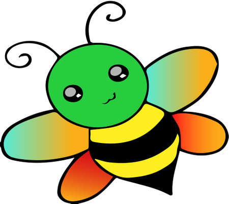 A smiling Bee with colourful wingsの写真素材
