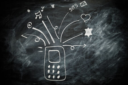 Image of a hand drawn cell phone with all features の写真素材