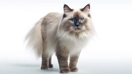 Portrait of a purebred Ragdoll cat on white backgroundの写真素材