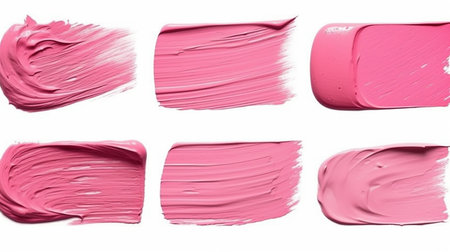 collection of  various make up brush strokes on white background. each one is shot separatelyの写真素材
