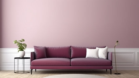interior with pink sofa, 3d render illustration mock-upの写真素材