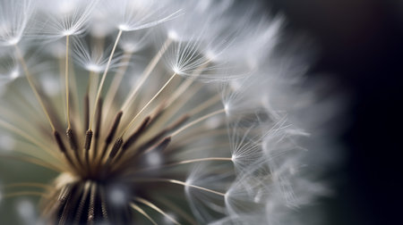 Dandelion seed head close-up macro photography. Natural backgroundの写真素材