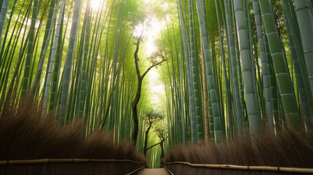 Bamboo forest at Arashiyama, Kyoto, Japan.の写真素材