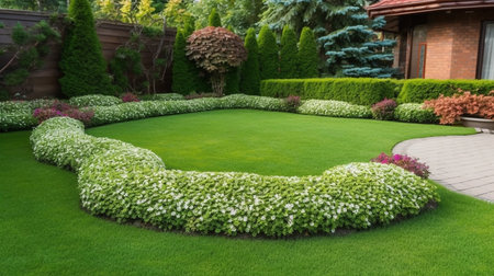 Beautiful landscaping in the garden. Landscaping design.の写真素材