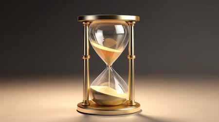 Hourglass on a dark background. 3d rendering, 3d illustrationの写真素材
