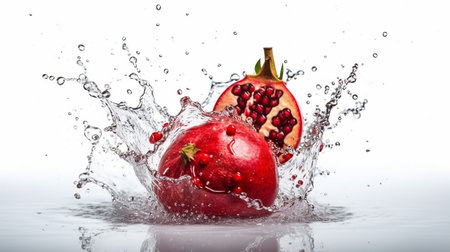 Pomegranate with water splash, isolated on white background.の素材