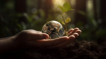 Globe in human hands. save the earth concept. save the planetの素材