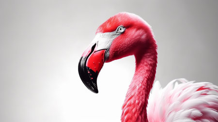Flamingo on white background, close-up. Conceptual image.の素材