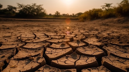 Dry cracked earth background, global warming and climate change concept.の素材