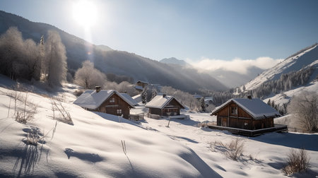Winter in the swiss alps (Braunwald, Switzerland)の素材