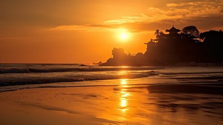 Sunset at Tanah Lot temple, Bali island, Indonesiaの素材