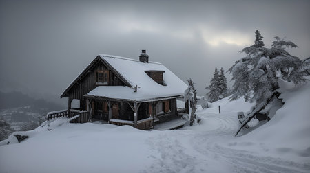 Winter in the swiss alps (Braunwald, Switzerland)の素材