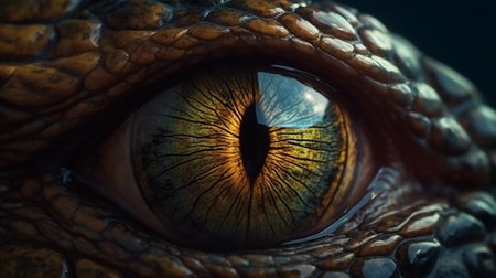 Eye of a crocodile close-up. 3d rendering.の素材