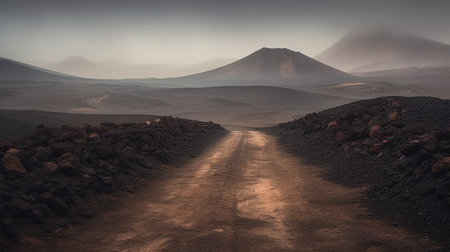 Volcanic landscape of Lanzarote, Canary Islands, Spainの素材
