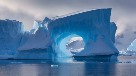Antarctic iceberg in the ocean, Antarctic Peninsula, Antarctica.の素材