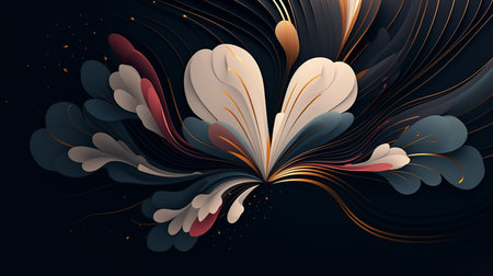 Abstract background with curved lines and floral elements. Vector Illustration.の素材