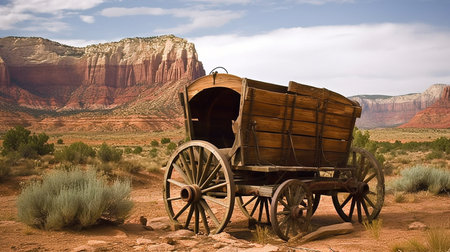 Vintage wagon in Capitol Reef National Park in United States of Americaの素材