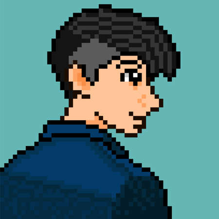young boy close up with pixel art styleのイラスト素材