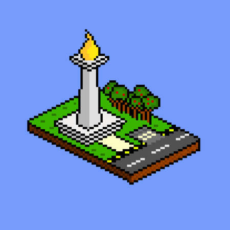 Iconic Building with pixel art styleのイラスト素材