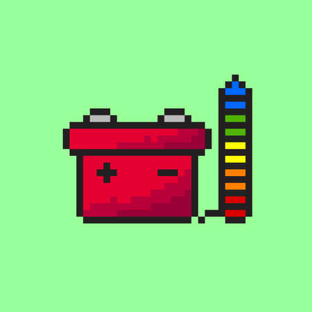 car battery with pixel art style