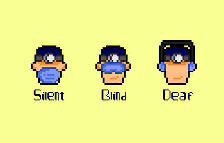 three wise doctor with pixel art styleのイラスト素材