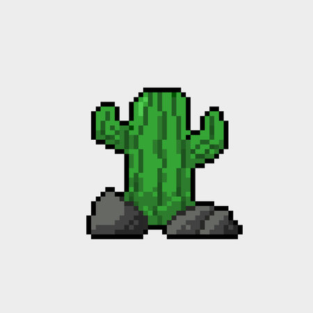 cactus tree in pixel art styleのイラスト素材