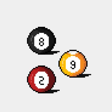 billiard balls in pixel art styleのイラスト素材