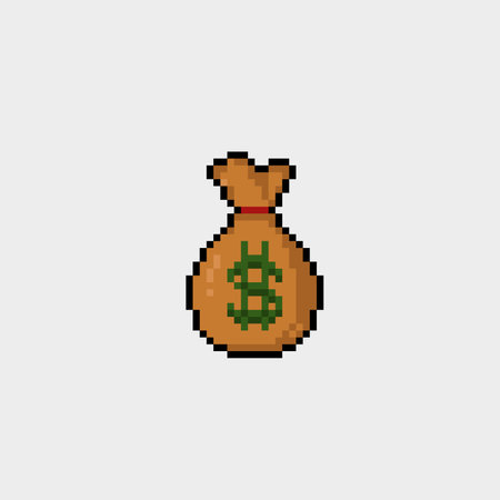 money bag in pixel art styleのイラスト素材