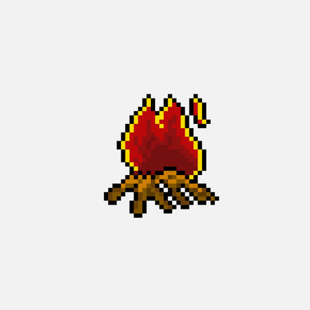 bonfire in pixel at styleのイラスト素材