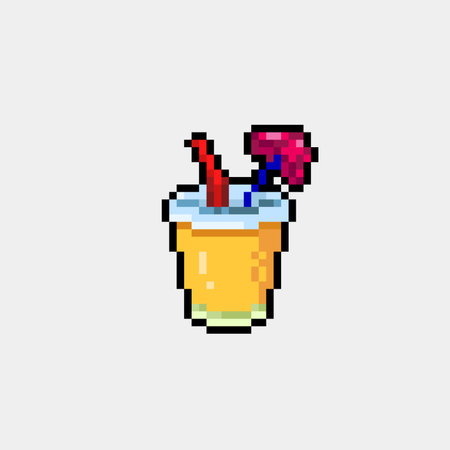 lemonade cup in pixel art styleのイラスト素材