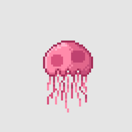 jellyfish in pixel art styleのイラスト素材