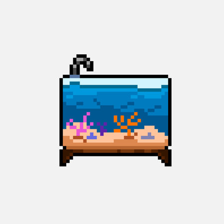 aquarium in pixel art styleのイラスト素材