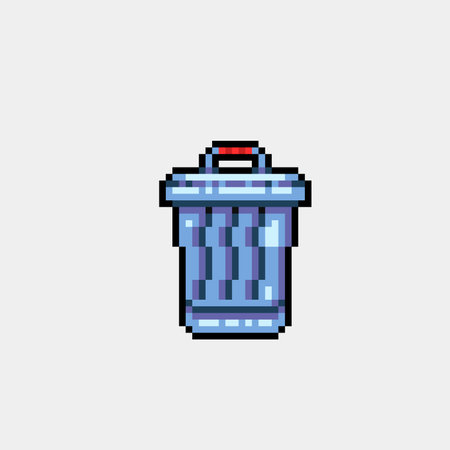 trash can in pixel art styleのイラスト素材