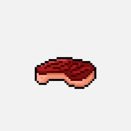 single beef meat in pixel art styleのイラスト素材