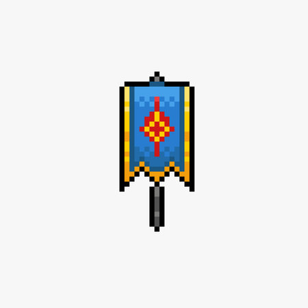 blue flag in pixel art styleのイラスト素材