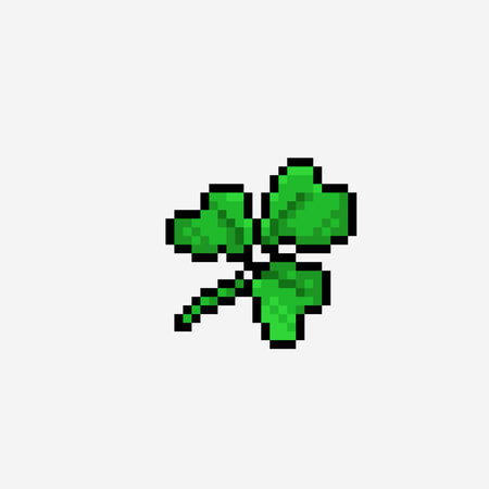 three leaf clover in pixel art styleのイラスト素材