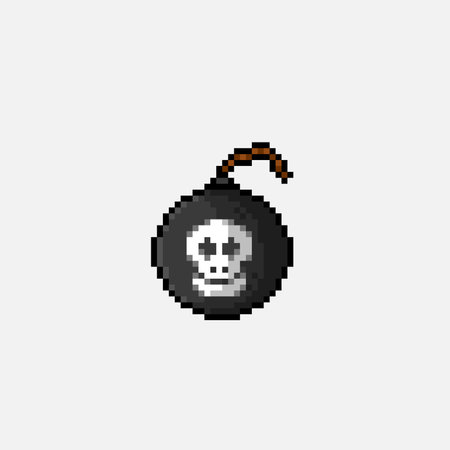 skull bomb in pixel art styleのイラスト素材