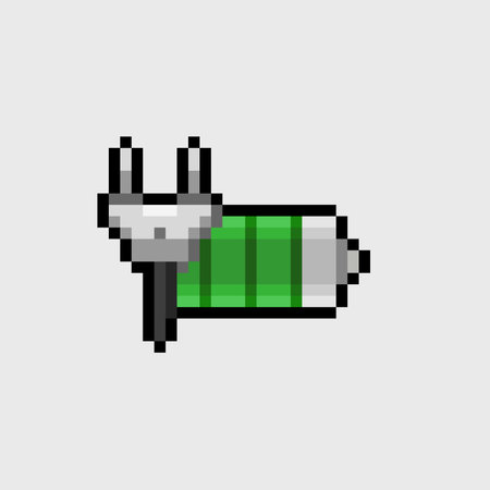 charging battery sign in pixel art styleのイラスト素材