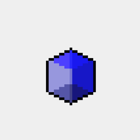 blue cube in pixel art styleのイラスト素材