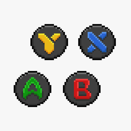 action ui button in pixel art styleのイラスト素材