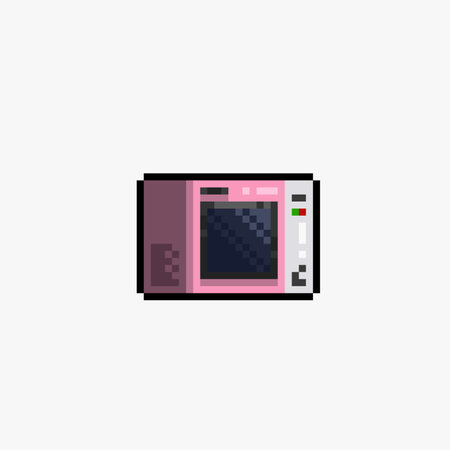 pink microwave in pixel art styleのイラスト素材