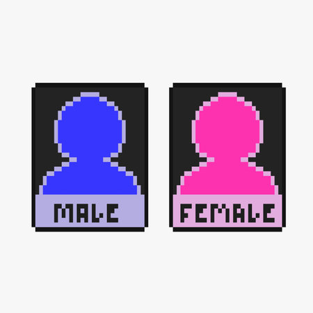 male and female sign in pixel art styleのイラスト素材