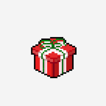 christmast gift box in pixel art styleのイラスト素材